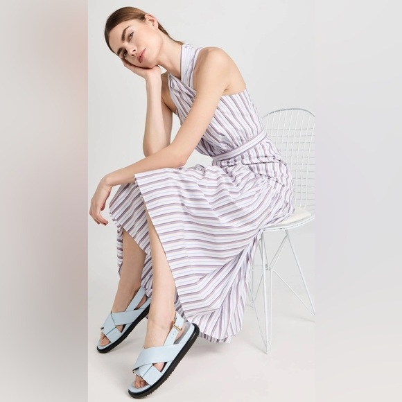 New! Veronica beard Radley Striped Halter Poplin Midi Dress 💜 size 8 NWT! - Picture 9 of 16